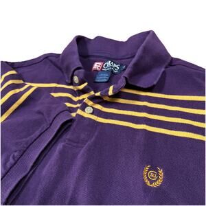 Vintage Chaps Ralph Lauren Polo Shirt Sz Medium Purple Yellow LSU Colors Crest